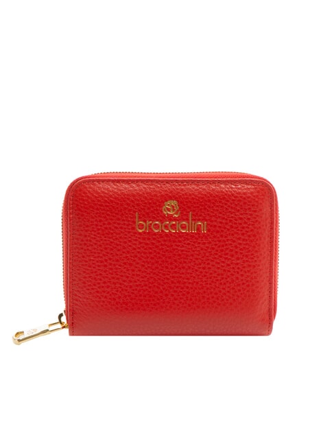 BRACCIALINI BASIC Kleine Lederbrieftasche mit Rundum-Reißverschluss Rot - Brieftaschen Damen