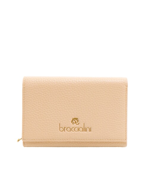 BRACCIALINI BASIC Mittelgroße Brieftasche aus Leder Beige - Brieftaschen Damen