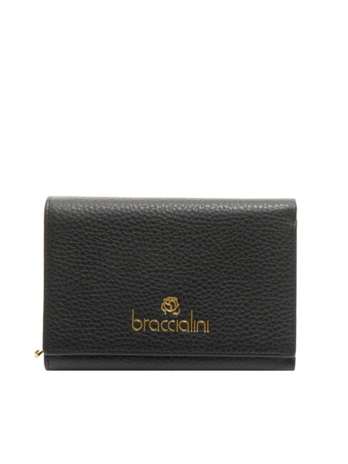 BRACCIALINI BASIC Mittelgroße Brieftasche aus Leder Schwarz - Brieftaschen Damen