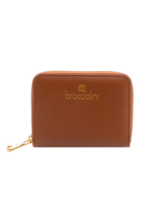 BRACCIALINI BASIC Kleine Lederbrieftasche mit Rundum-Reißverschluss braun - Brieftaschen Damen