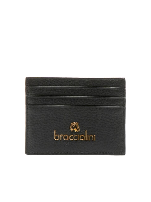 BRACCIALINI BASIC Kartenetui aus Leder mit Metalllogo Schwarz - Brieftaschen Damen