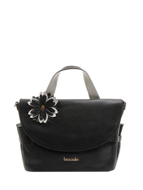 BRACCIALINI SOFIA Lederhandtasche mit Blume Schwarz - Damentaschen