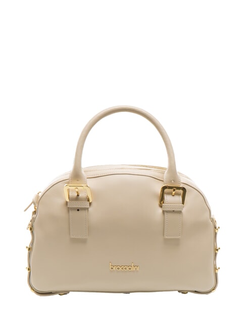 BRACCIALINI NORA Umhängetasche aus Leder mit Schnallen Beige - Damentaschen