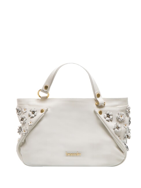 BRACCIALINI SOFIA Lederhandtasche mit kleinen Blumen Weiß - Damentaschen