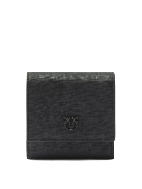 PINKO FLAP Quadratische Geldbörse aus Saffiano-Leder schwarze Limousinenblockfarbe - Brieftaschen Damen