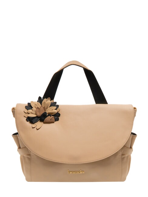 BRACCIALINI SOFIA Lederhandtasche mit Blume Beige - Damentaschen