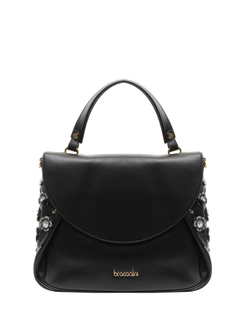 BRACCIALINI SOFIA Lederhandtasche mit kleinen Blumen Schwarz - Damentaschen