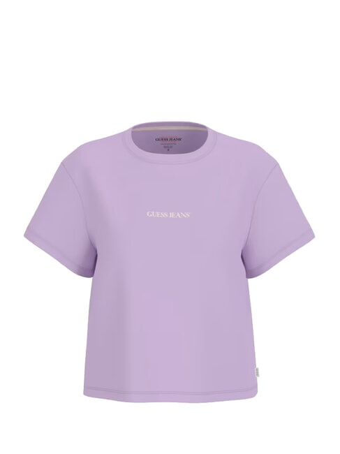 GUESS JEANS SS CN BOXY EMBRO Baumwoll-T-Shirt lila Blume - T-Shirts und Tops für Damen