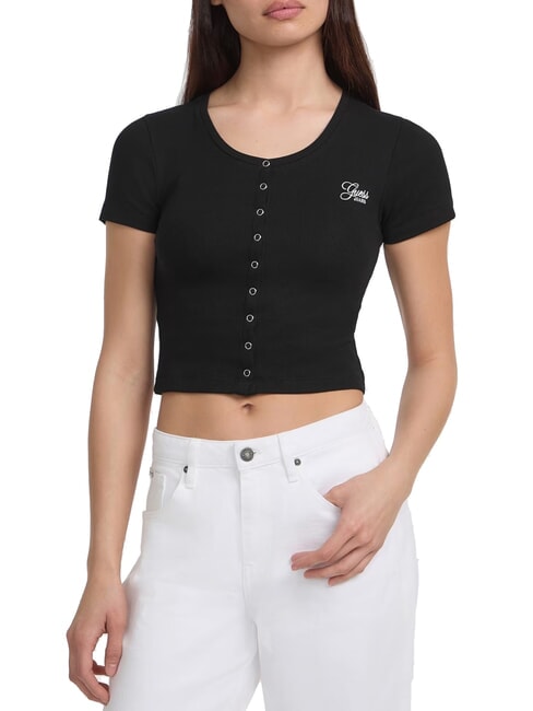GUESS JEANS SL CN SNAP EMBRO  T-Shirt jetbla - T-Shirts und Tops für Damen