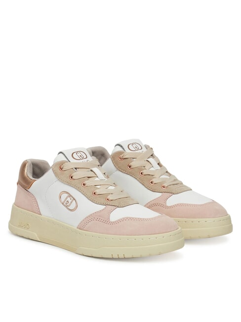 LIUJO ME 03 Snakers aus Leder und Wildleder Nude/Weiß/Erbse - Damenschuhe