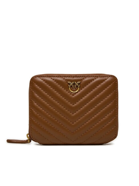 PINKO TAYLOR Quilted Geldbörse mit umlaufendem Reißverschluss Leder-Antikgold - Brieftaschen Damen