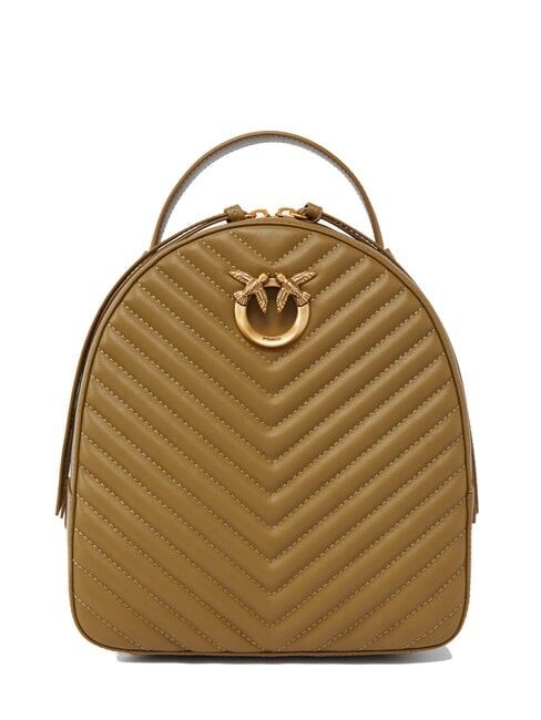 PINKO LOVE CLICK CLASSIC Rucksack aus gestepptem Leder Plantagen-Antikgold - Damentaschen