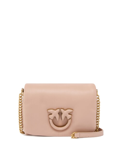 PINKO LOVE CLICK PUFF Mini-Schultertasche aus Leder Blockfarbpulver - Damentaschen