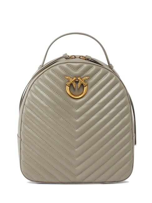 PINKO LOVE CLICK CLASSIC Rucksack aus gestepptem Leder Walnuss-Antikgold - Damentaschen
