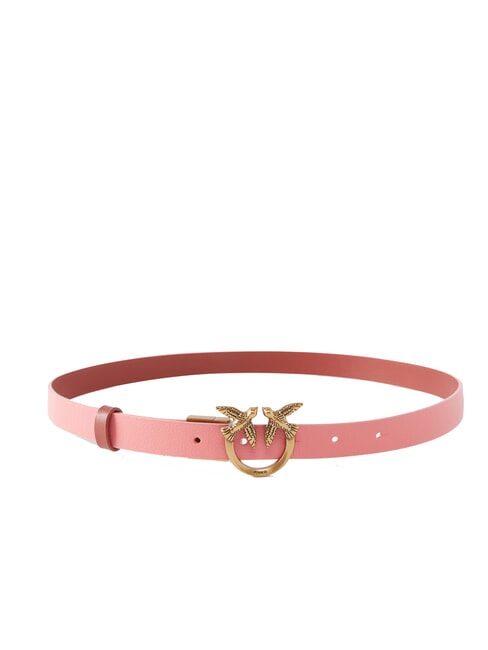 PINKO LOVE BERRY Schmaler Gürtel aus doppelseitigem Leder rosa/rot-antikgold - Gürtel