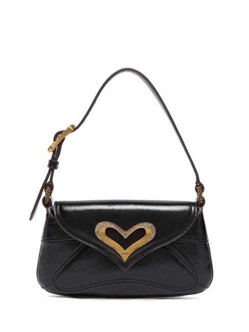 PINKO 520 Ledertasche mit Vintage-Effekt schwarz-antikgold - Damentaschen