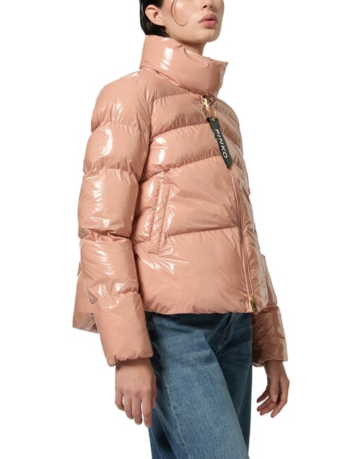 PINKO MIRCO Caban-Daunenjacke aus kristallklarem Nylon Pfirsichbeige - Daunenjacken für Damen
