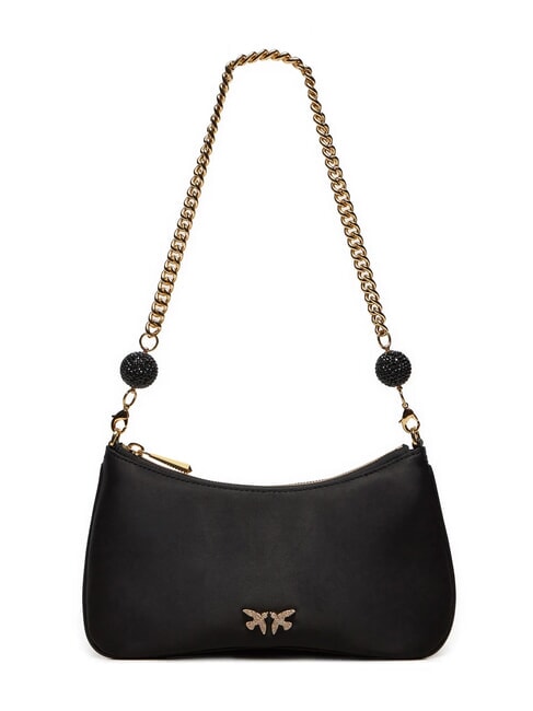 PINKO ARTHEMIS Umhängetasche mit Schmuckstein-Applikationen schwarze Limousine-Gold - Damentaschen