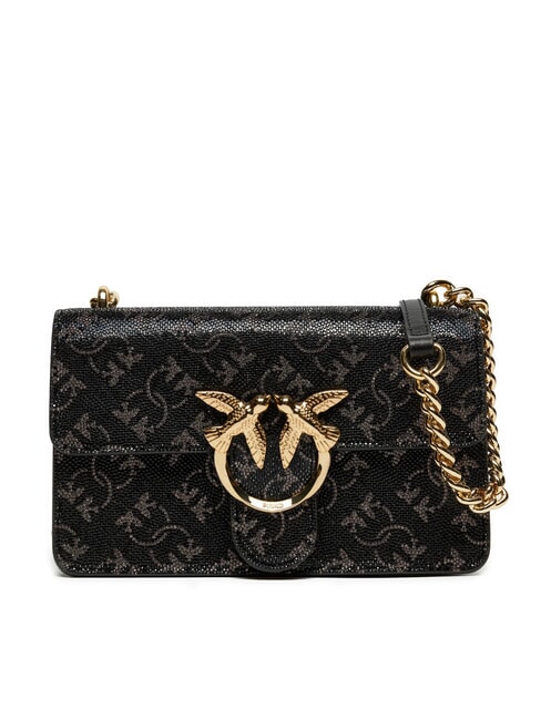 PINKO LOVE ONE MINI Mini-Tasche mit Allover-Logo-Print schwarz/silber-gold - Damentaschen