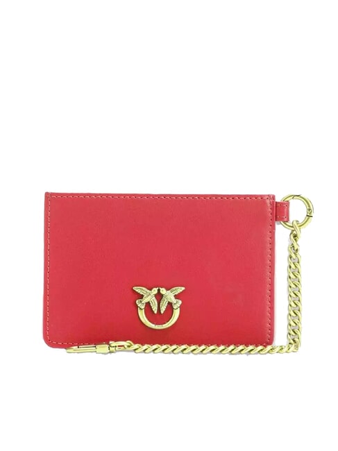 PINKO CARDHOLDER Flaches Kartenetui aus Leder rot-antikgold - Brieftaschen Damen