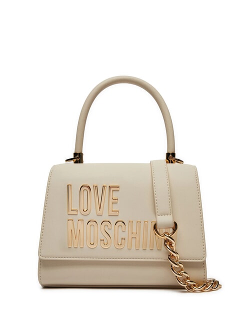 LOVE MOSCHINO LETTERING Mini Handtasche, mit Schultergurt Elfenbein - Damentaschen