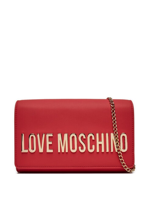 LOVE MOSCHINO GOLD LETTERING Chain Clutch mit Schultergurt ROT - Damentaschen