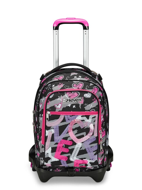 SEVEN JACK + DRAFT HEART Abnehmbarer Trolley-Rucksack, 3 Räder Schwarz - Rucksäcke mit Trolleyfunktion