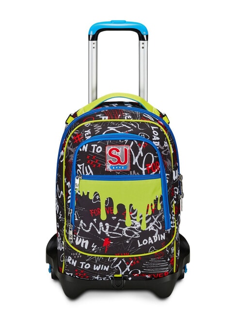 SJGANG GANG BORN TO FUN BOY  Abnehmbarer Trolley-Rucksack, 3 Räder Schwarz - Rucksäcke mit Trolleyfunktion