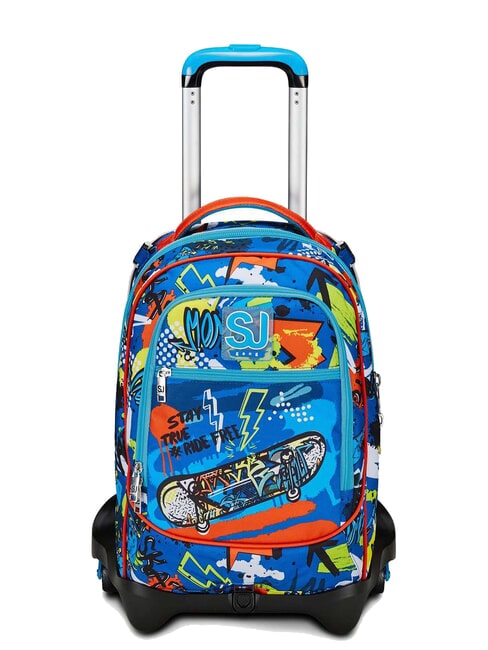 SJGANG GANG TRICKYLED BOY Abnehmbarer Trolley-Rucksack, 3 Räder rot orange - Rucksäcke mit Trolleyfunktion