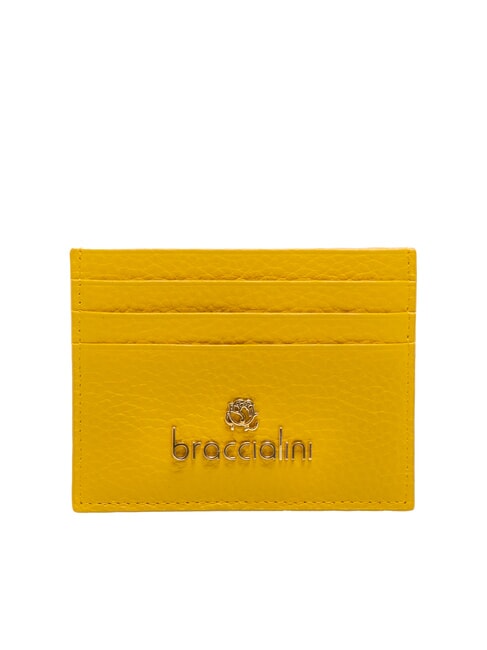 BRACCIALINI BASIC Kartenetui aus Leder mit Metalllogo Gelb - Brieftaschen Damen