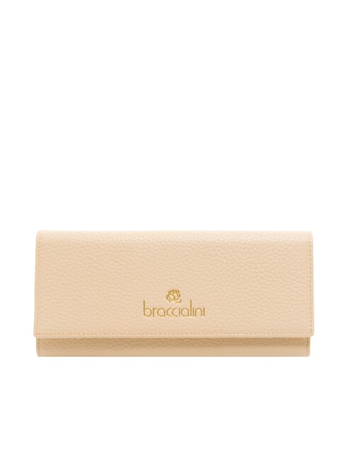 BRACCIALINI BASIC Große kontinentale Lederbrieftasche Beige - Brieftaschen Damen