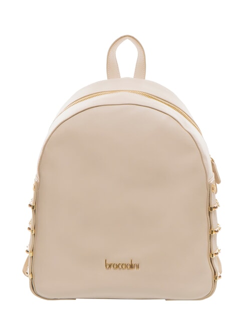 BRACCIALINI NORA Lederrucksack mit Ketten Beige - Damentaschen