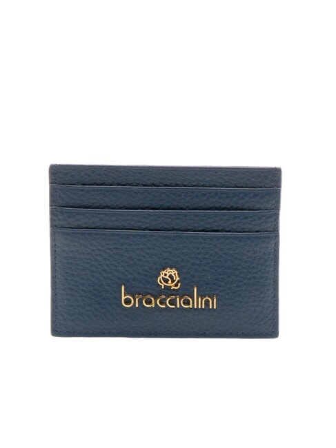 BRACCIALINI BASIC Kartenetui aus Leder mit Metalllogo Blau - Brieftaschen Damen