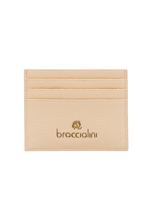 BRACCIALINI BASIC Kartenetui aus Leder mit Metalllogo Beige - Brieftaschen Damen