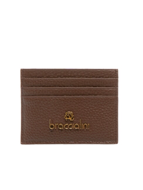 BRACCIALINI BASIC Kartenetui aus Leder mit Metalllogo dunkelbraun - Brieftaschen Damen