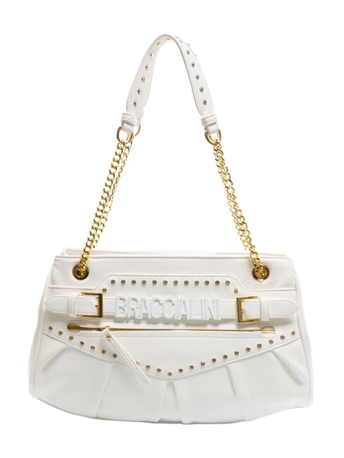 BRACCIALINI GISELLE Umhängetasche mit Metalllogo Weiß - Damentaschen