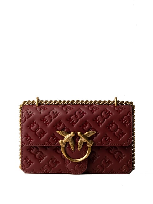 PINKO LOVE ONE MINI Schulter-/Crossbody-Minitasche Bordeaux-Merlot-Antikgold - Damentaschen