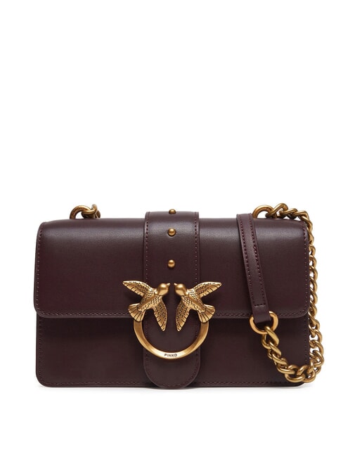 PINKO MINI LOVE BAG Umhängetasche aus Kalbsleder Catawba-Trauben - Antikgold - Damentaschen