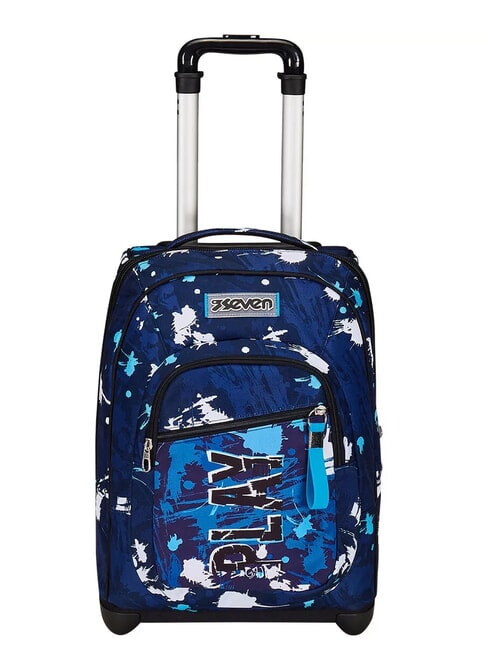 SEVEN SPOTTYBLUE Fester Trolley-Rucksack mit 2 Rädern azur - Rucksäcke mit Trolleyfunktion