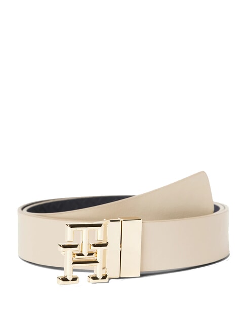 TOMMY HILFIGER TH LOGO Wendbarer Ledergürtel Wüsten-Khaki-Melange - Gürtel