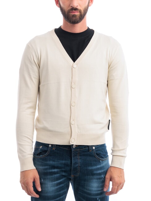 RICHMOND X LICONE Strickjacke mit V-Ausschnitt und Knöpfen Knochenweiß - Herrenpullover