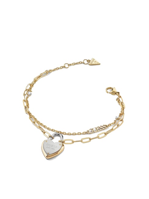 GUESS ALL YOU NEED IS LOVE Vorhängeschloss-Charm-Armband gelbgold/rosa - Armbänder