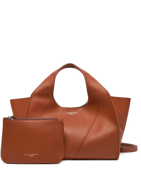 GIANNI CHIARINI EUFORIA Schultertasche aus gehämmertem Leder Karamell-Sand - Damentaschen