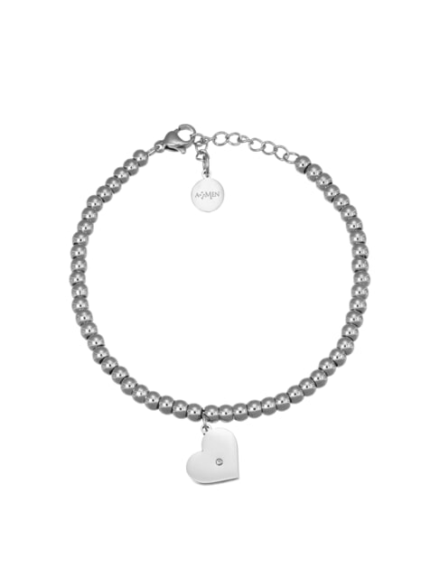 AMEN ACCIAIO Armband mit Herz und Kristall Silber - Armbänder