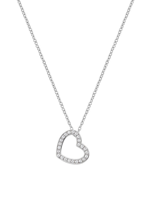 AMEN DIAMONDS Silberne Herzkette mit Zirkonia Rhodium - Halsketten
