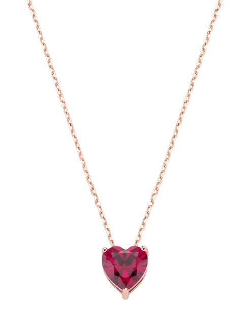 AMEN AMORE Zirkon Herz Silber Halskette Rose - Halsketten