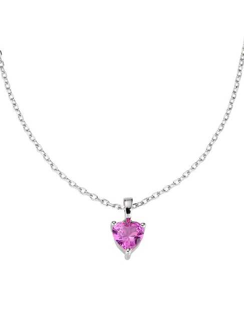 AMEN AMORE Bunte Halskette mit Herzanhänger Rhodium - Halsketten