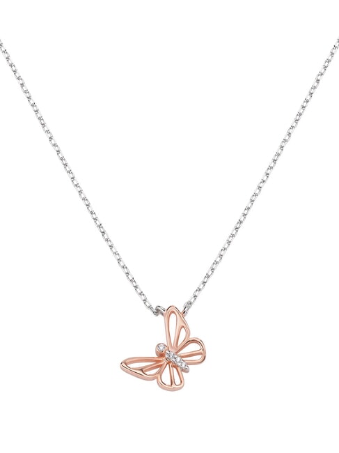AMEN COCCOLE LUXURY Schmetterlings- und Zirkonia-Halskette Rhodium - Halsketten