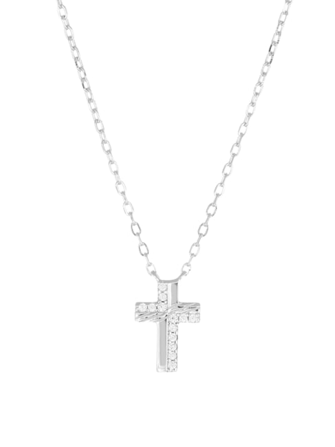 AMEN CROCI Halskette mit Kreuzanhänger Rhodium - Halsketten