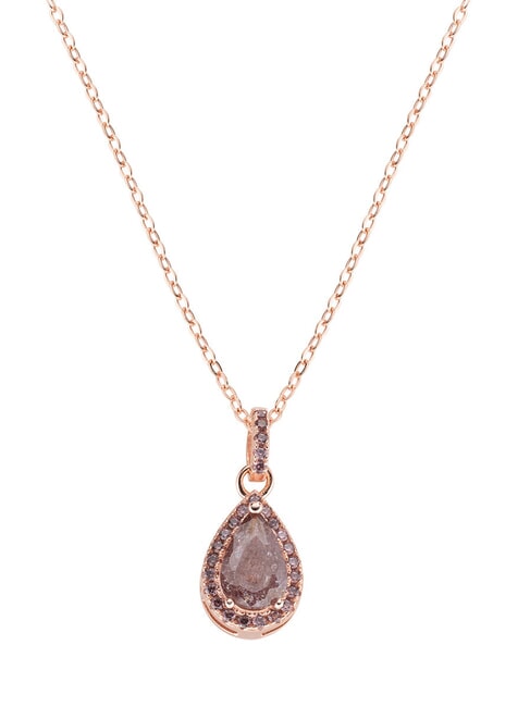 AMEN ICY DIAMONDS Silberne Halskette mit Tropfenanhänger Rose - Halsketten
